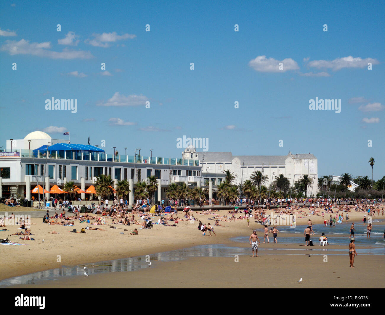 La spiaggia di St Kilda, Melbourne, Victoria, Australia Foto Stock