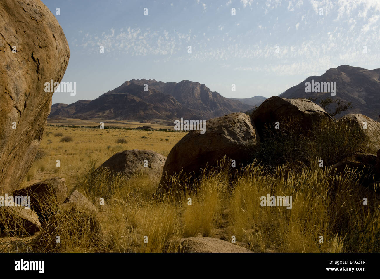 Vista del Brandberg mountain range (il più alto in Namibia). Foto Stock