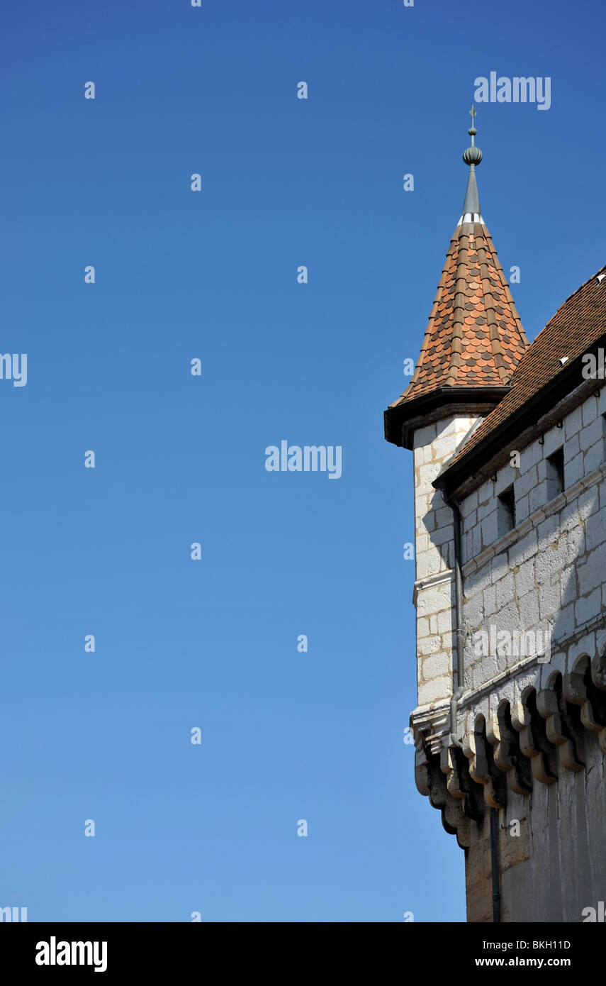 La torretta su un edificio di Annecy, Haute Savoie, Rhone Alpes, Francia Foto Stock