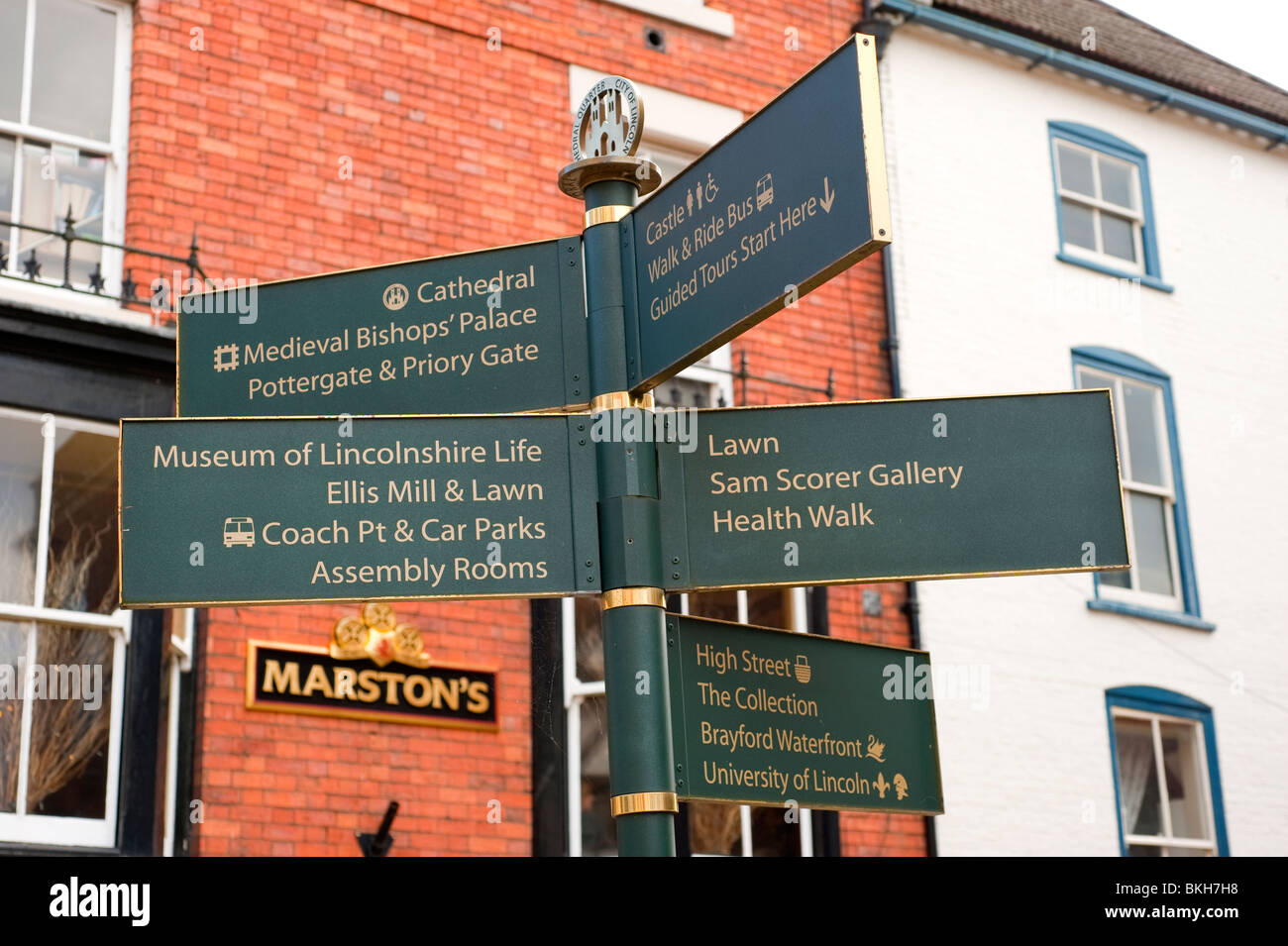 Cartello turistico Lincoln REGNO UNITO Foto Stock