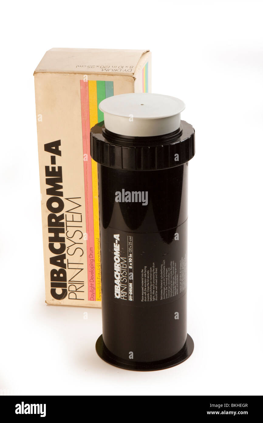 Superata la tecnologia fotografica ILFORD CIBACHROME un processo legale stampa a colori trattamento fotografico tamburo Foto Stock