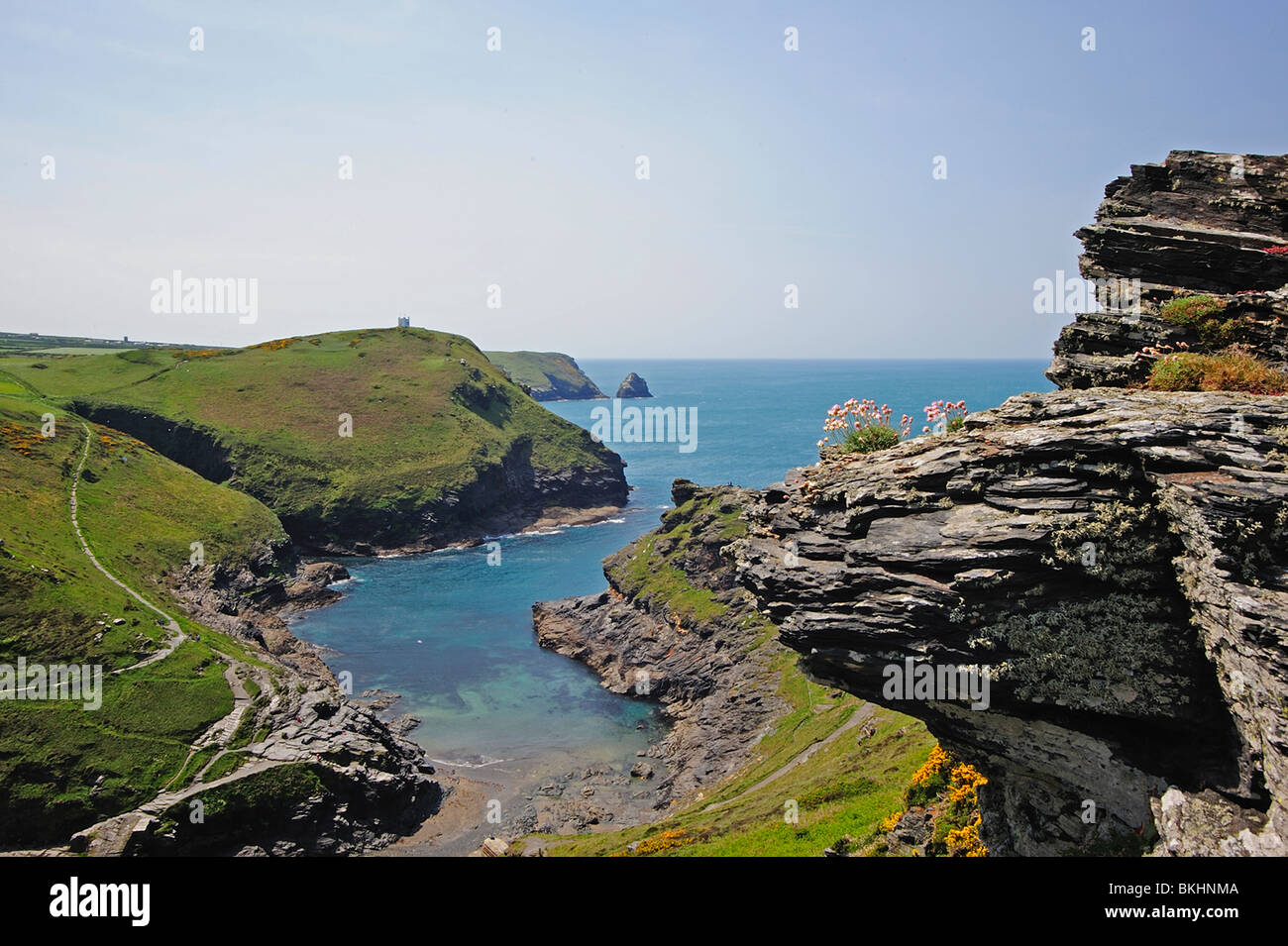 Ingresso del porto, Boscastle, Cornwall, Regno Unito Foto Stock