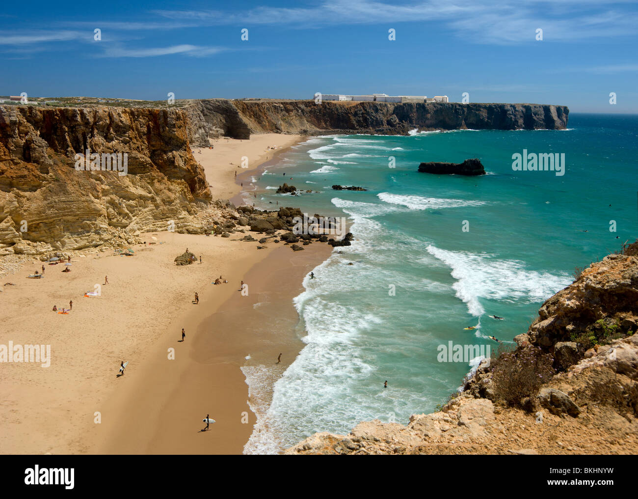 Sagres, il promontorio e Praia do Tonel beach Foto Stock