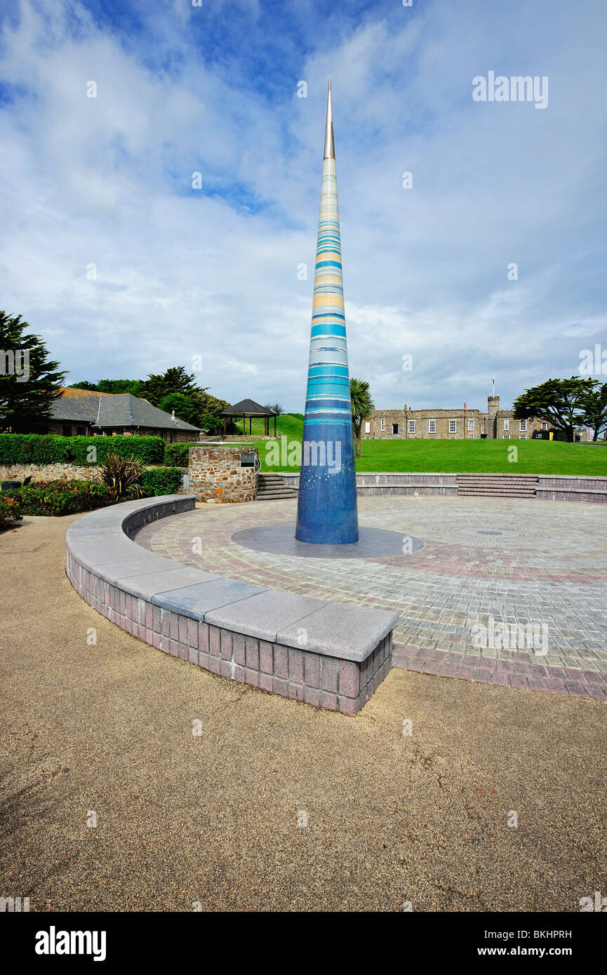 Sabbia colorata scultura, Bude, Cornwall, Regno Unito Foto Stock