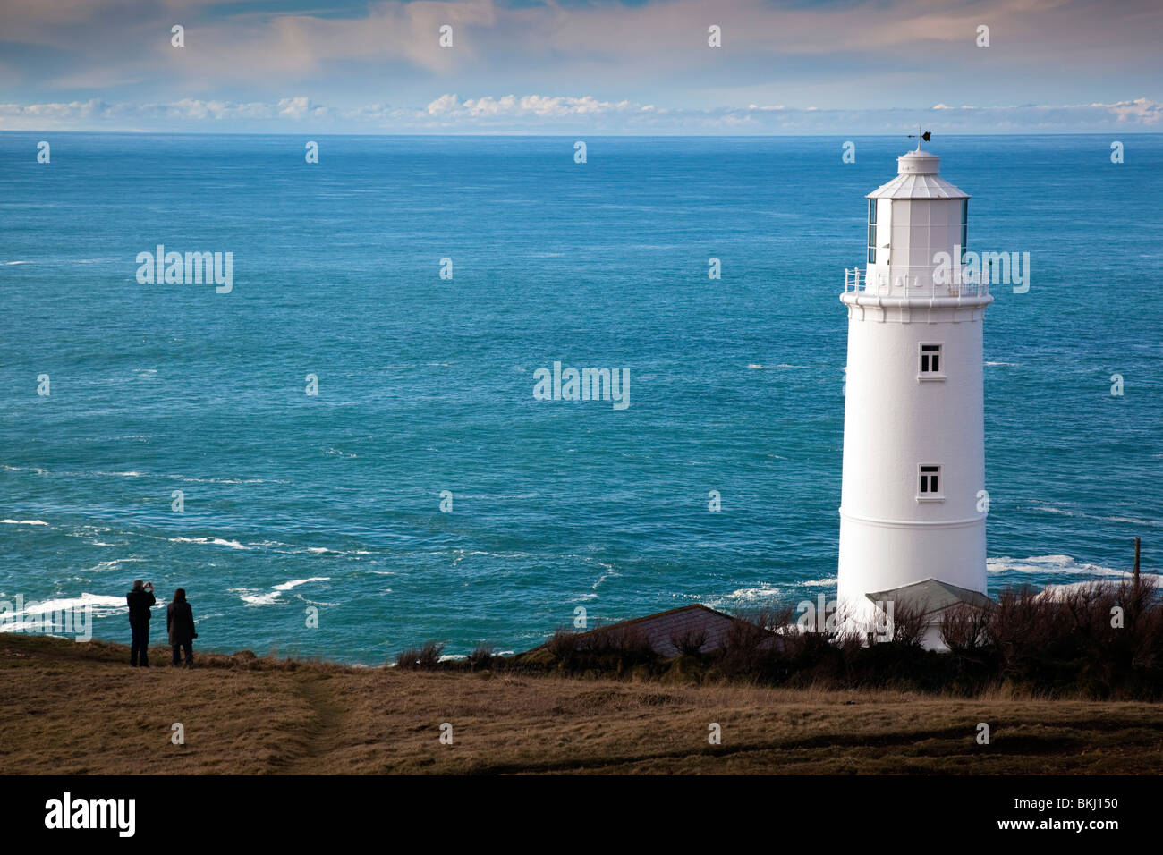 Trevose Head Lighthouse; Cornovaglia Foto Stock