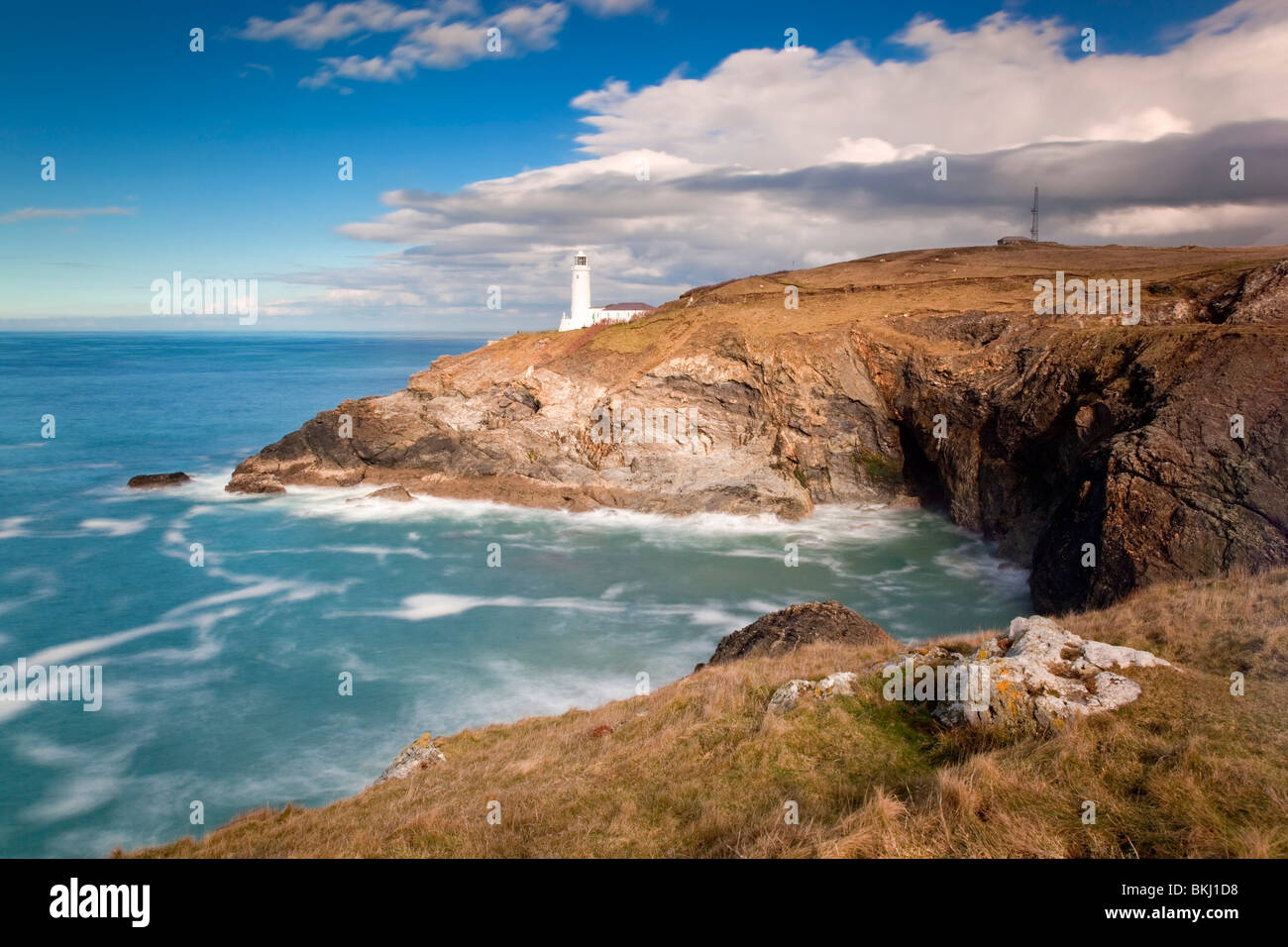 Trevose Head Lighthouse; Cornovaglia Foto Stock