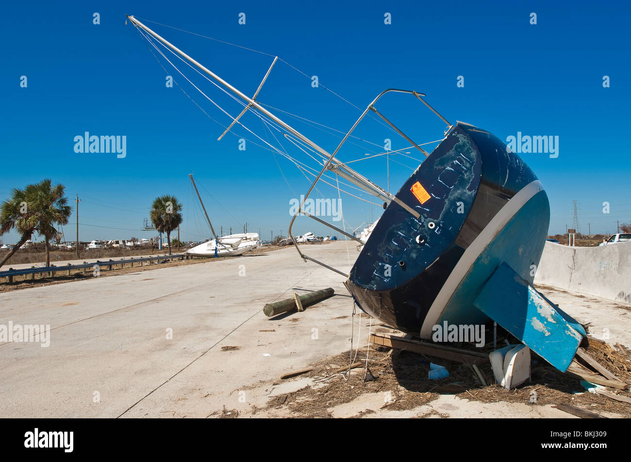 Texas, Galveston. I danni arrecati dall'uragano Galveston, Texas. Foto Stock