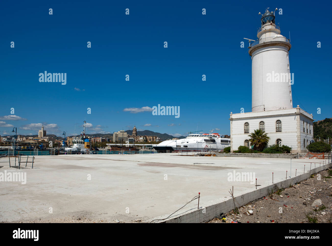 Faro. Porto di Malaga. Andalusia. Spagna. Foto Stock