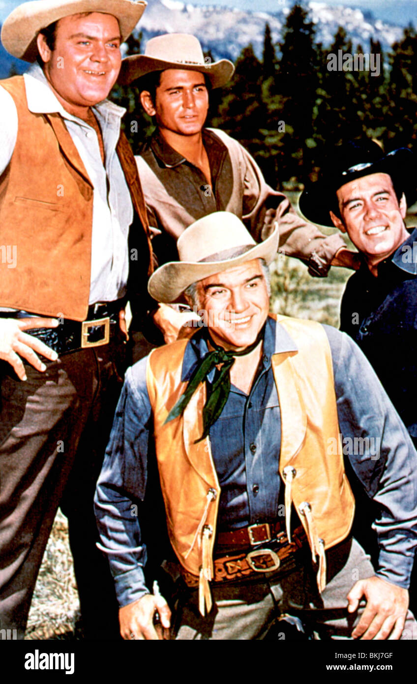 BONANZA (TV) DAN BLOCKER, Michael Landon, Lorne Greene, PERNELL ROBERTS BNZ 002 Foto Stock