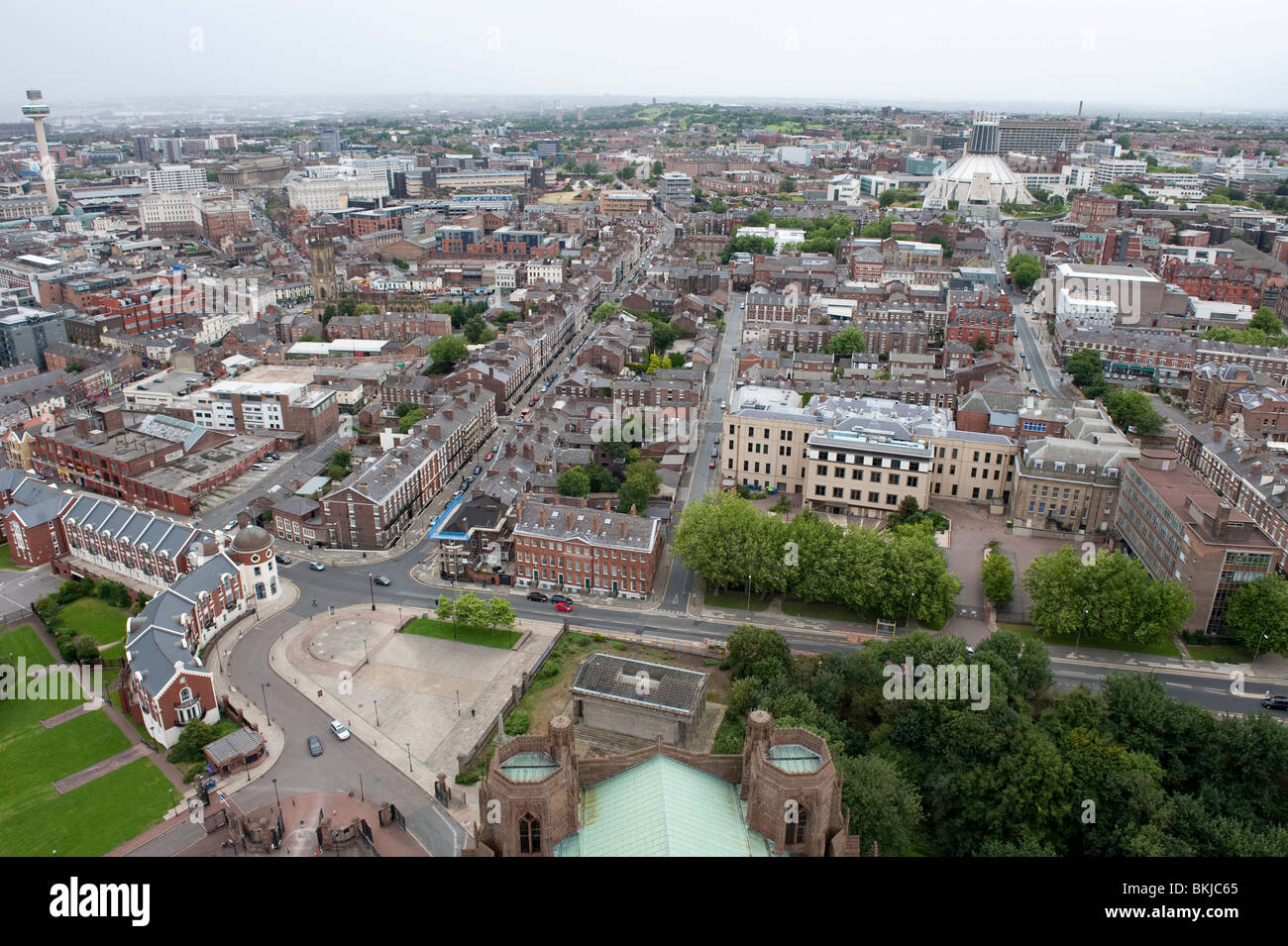 Vista Aeriel di Liverpool City Centre Regno Unito Foto Stock