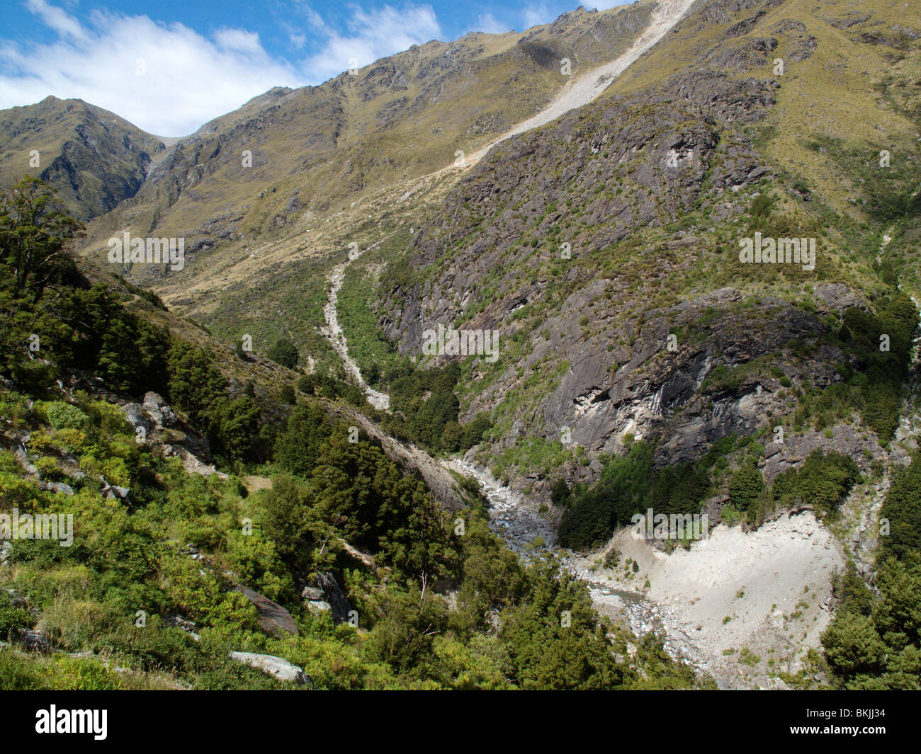 Valli e colline sopra il lago Wanaka in Otago sull'Isola Sud della Nuova Zelanda Foto Stock