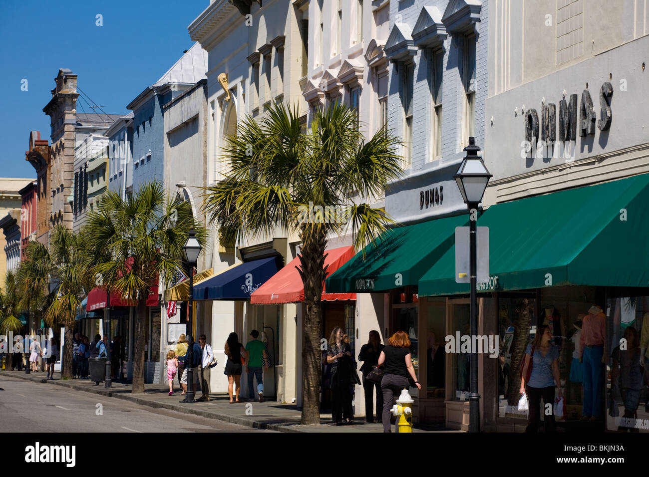 King Street, il quartiere dello shopping di Charleston, Carolina del Sud Foto Stock