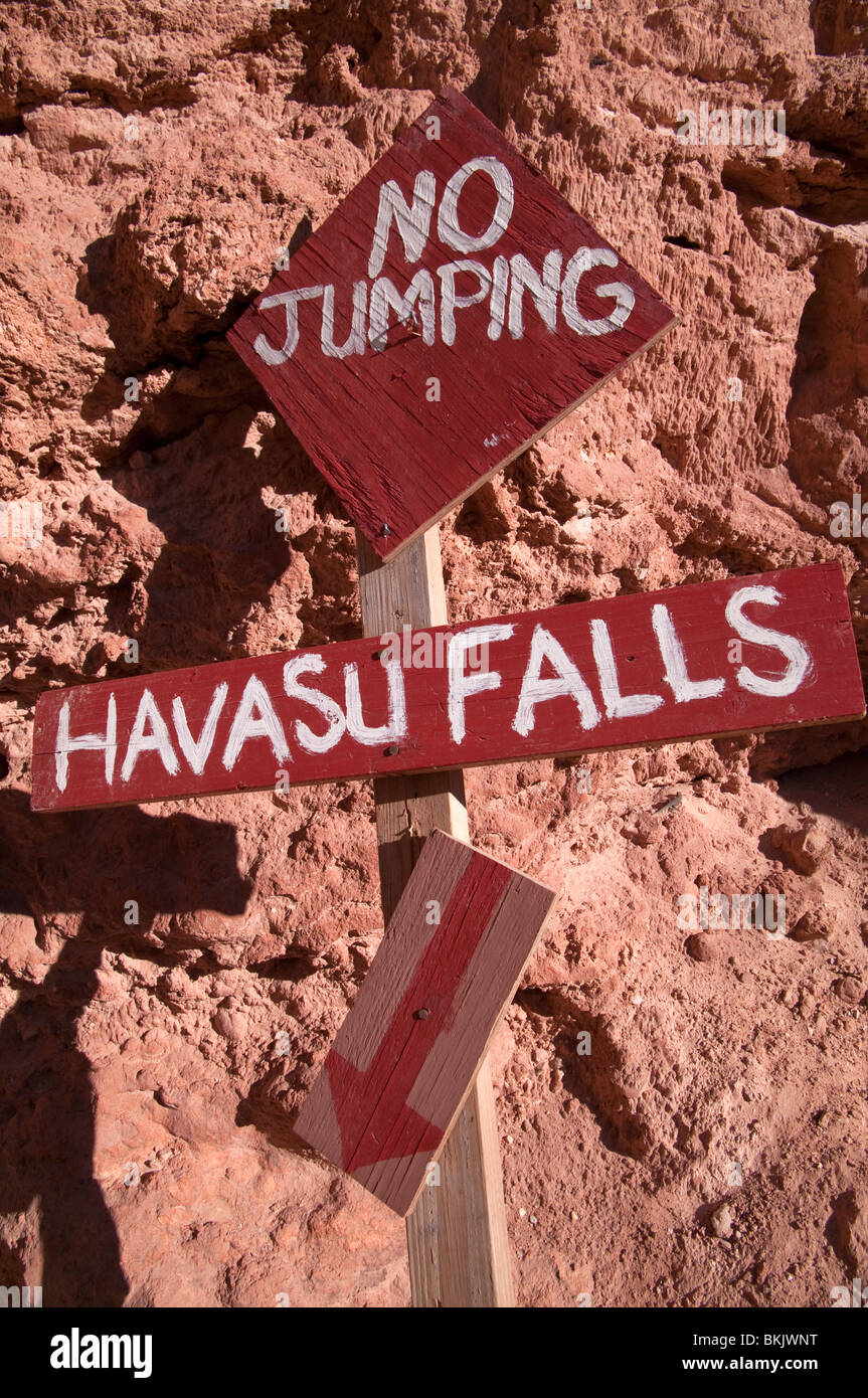 Nessun segno di salto a Havasu cade in Havasupai Foto Stock