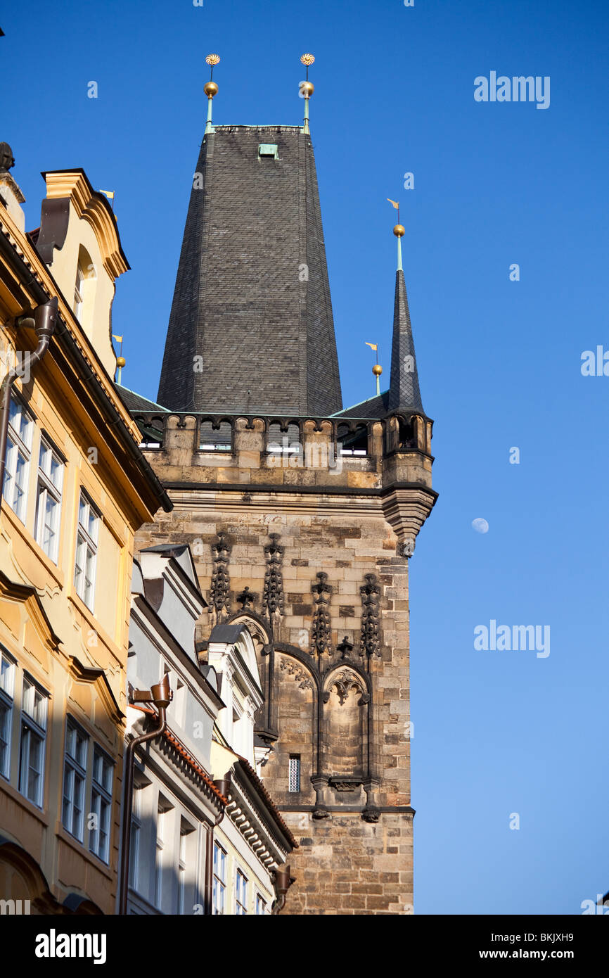 Piccolo quartiere Charles Bridge Tower, Praga, Repubblica Ceca Foto Stock