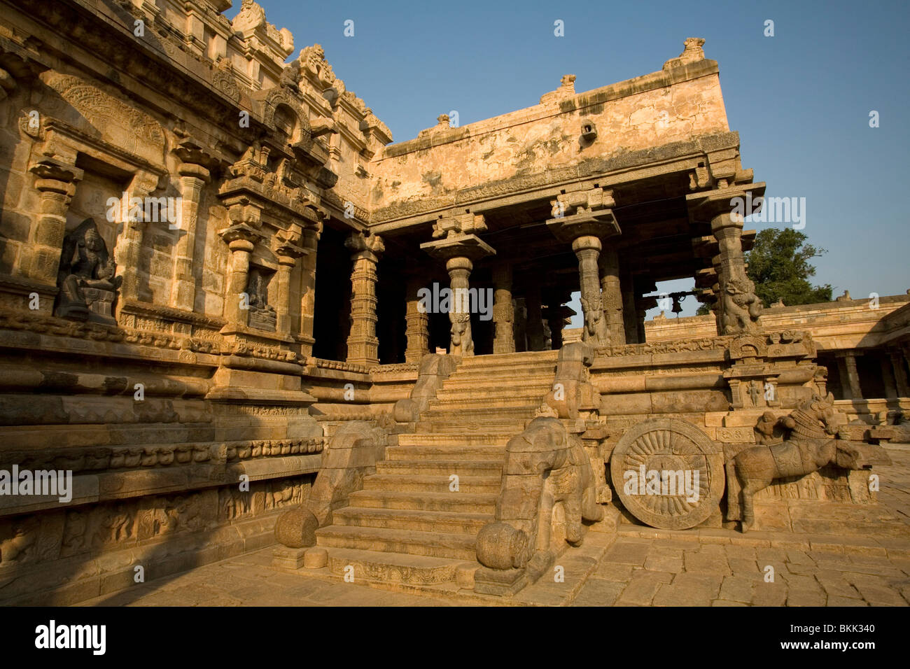 Il Tempio Airatesvara in Dharasuram, Kumbakonam, Tamil Nadu, India Foto Stock