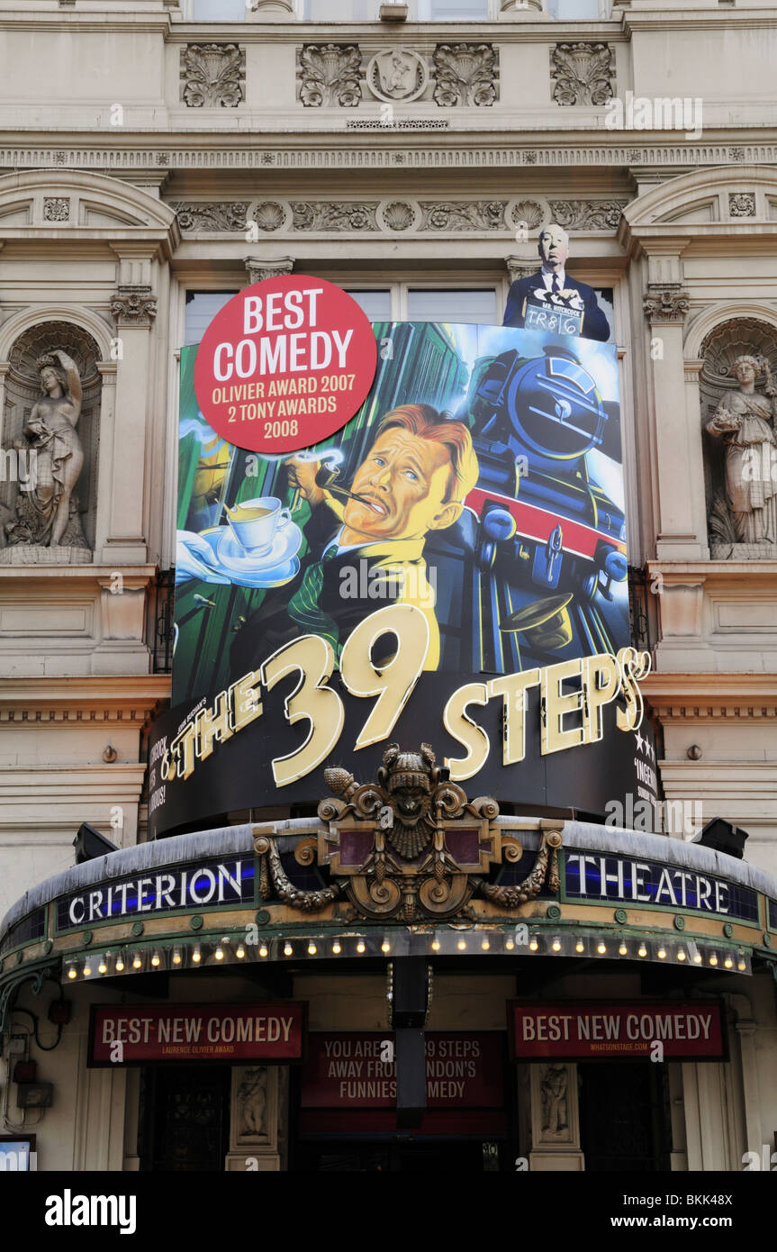 Il 39 Steps firmare al Criterion Theatre, Piccadilly Circus, London, England, Regno Unito Foto Stock