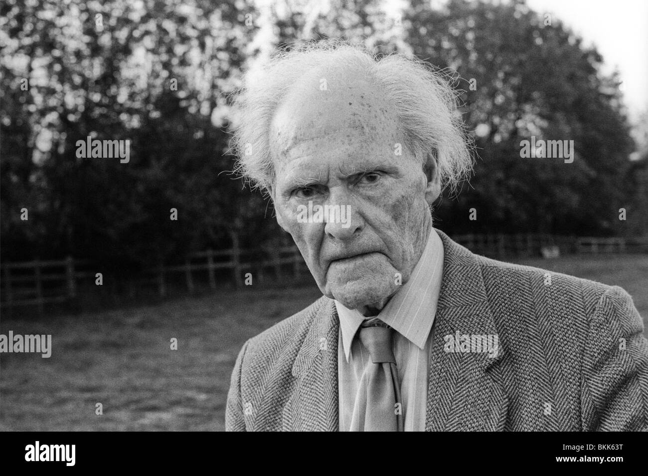 Il leggendario gallese lingua inglese poeta RS Thomas raffigurato all 1992 Hay Festival della Letteratura Hay-on-Wye Powys Wales UK Foto Stock