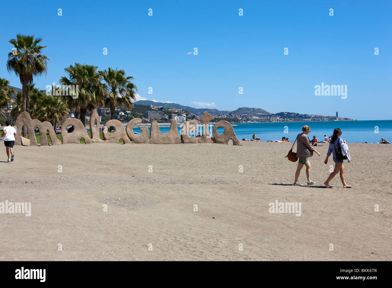 Costa del Sol prima della stagione estiva. Spiaggia Malagueta. Malaga. Andalusia. Spagna Foto Stock