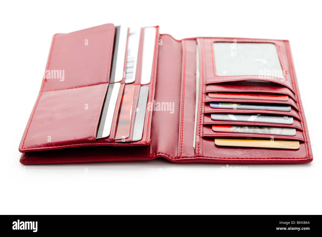 Red Wallet con carta di credito Foto Stock