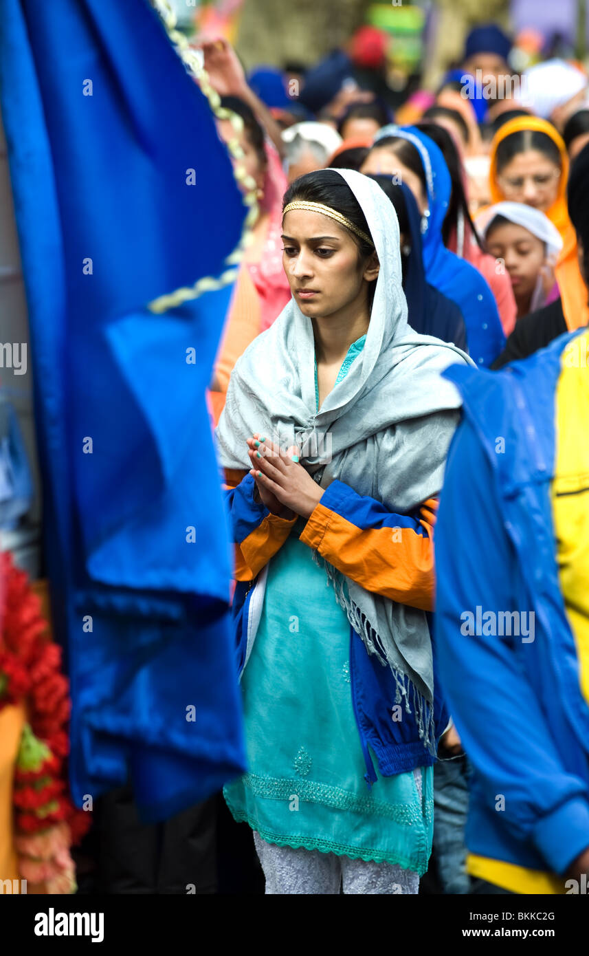 Annuale festival Vaisakhi celebrazione celebrare dei Sikh Anno Nuovo a Handsworth Park Foto Stock