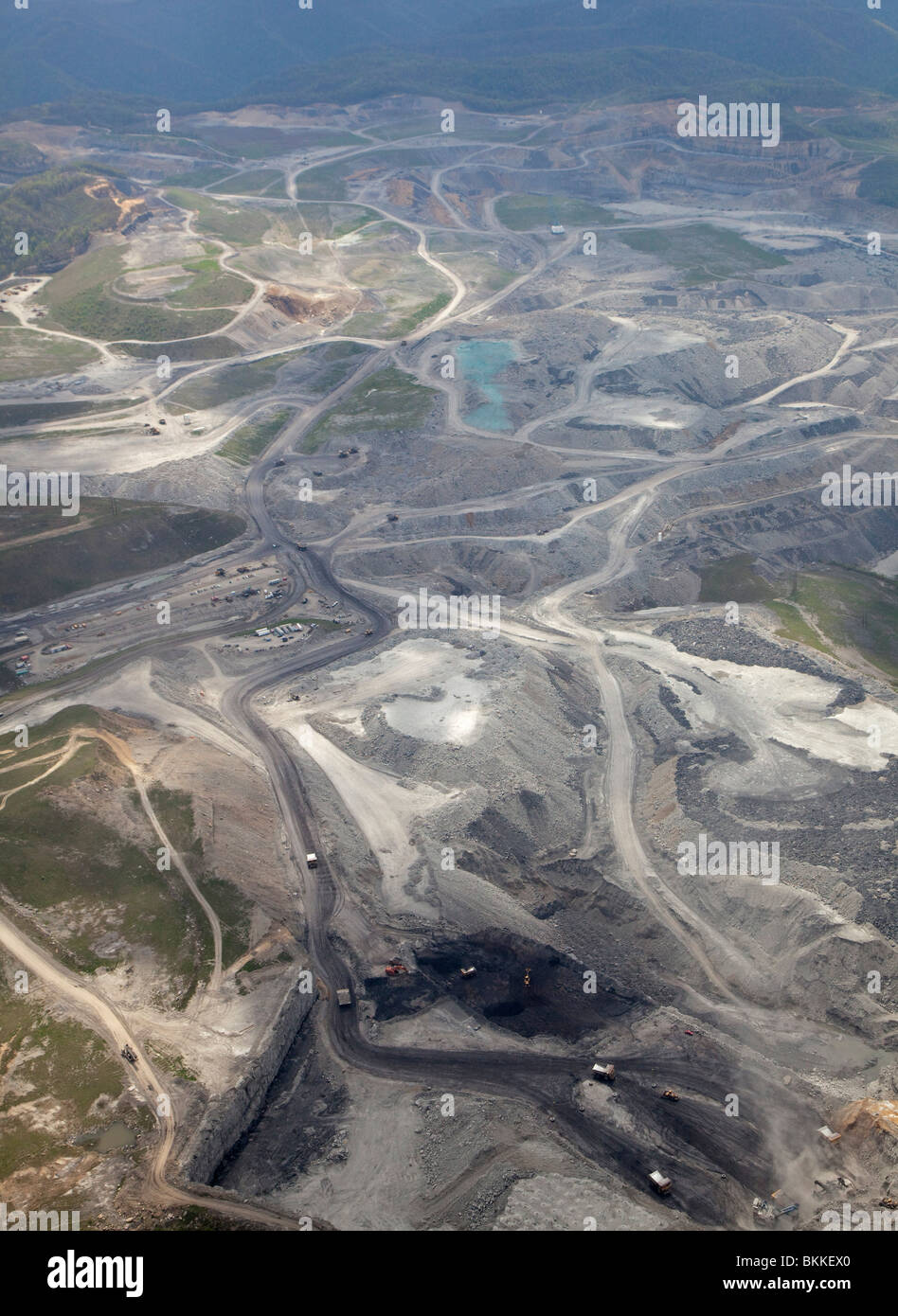 Vista aerea della cima distacco mineraria del carbone Foto Stock