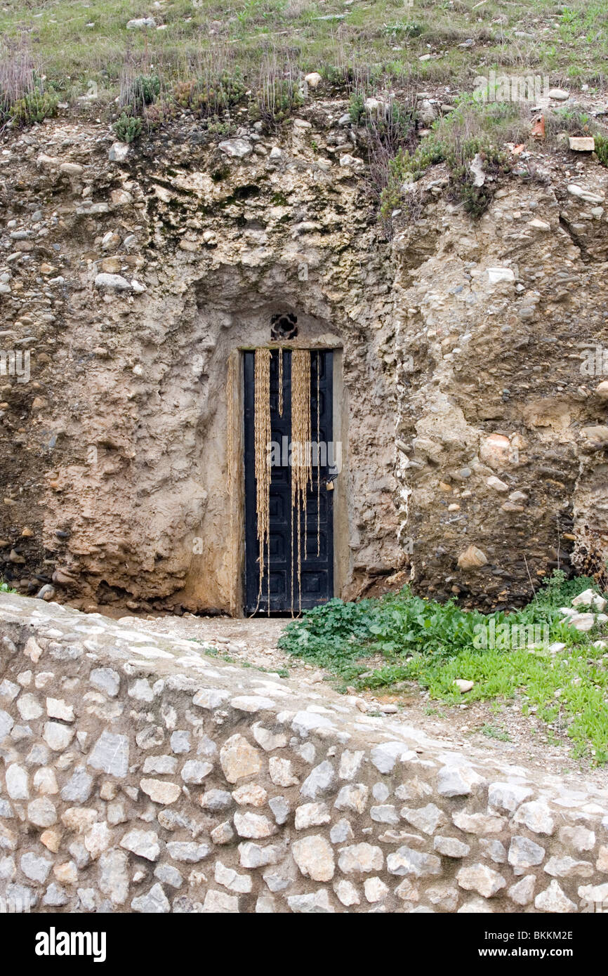 Ingresso alla casa in collina Foto Stock