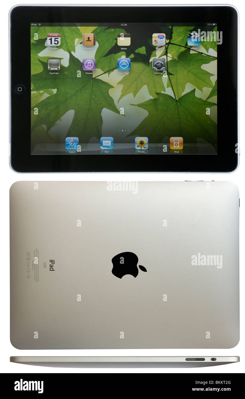 Anteriore, posteriore e laterale dell'originale Apple iPad. Foto Stock