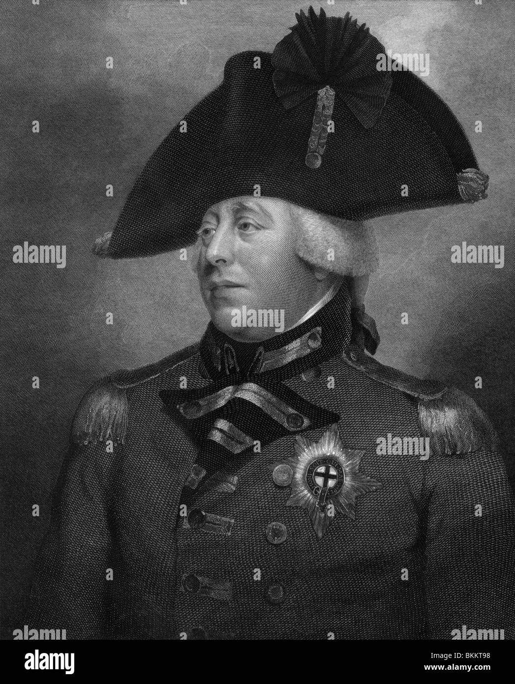 Vintage incisione verticale circa 1810 di Re Giorgio III di Gran Bretagna (1738 - 1820). Foto Stock