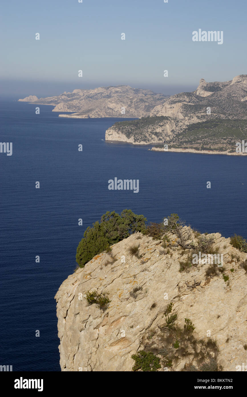 Ingresso delle montagne rocciose marseille cassis mare mediterraneo Francia provenza costa Foto Stock