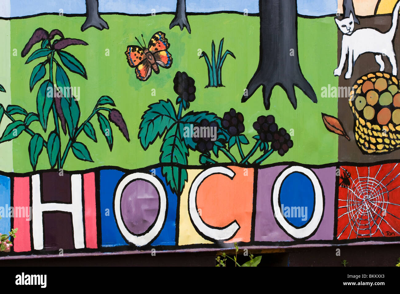 Dipinto di contenitore di conservazione alla Horfield comunità organica frutteto (HOCO), Bristol. Foto Stock