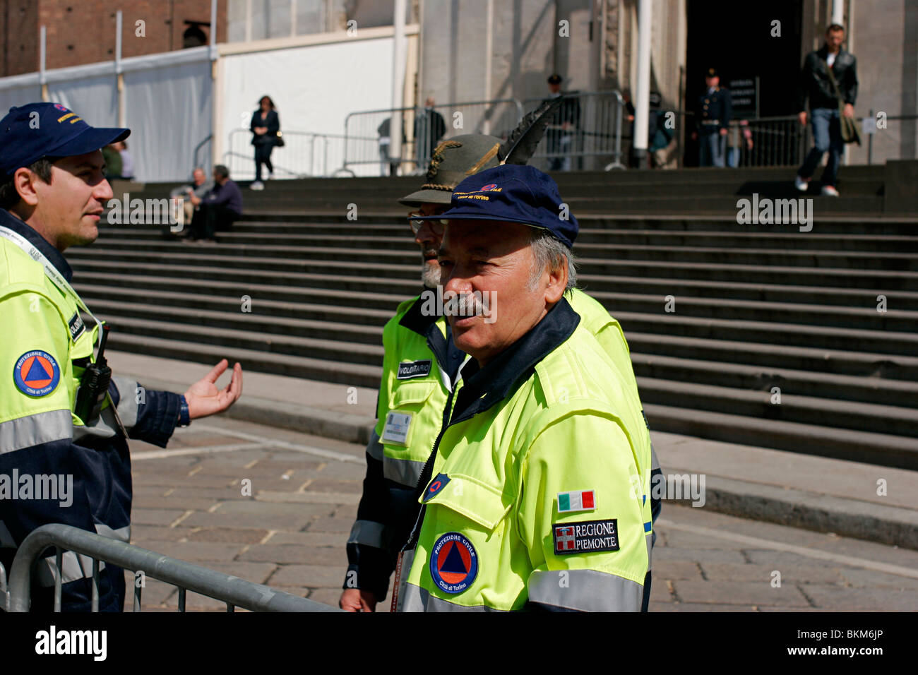 Protezione civile di fronte al Duomo, Torino, Italia. Foto Stock