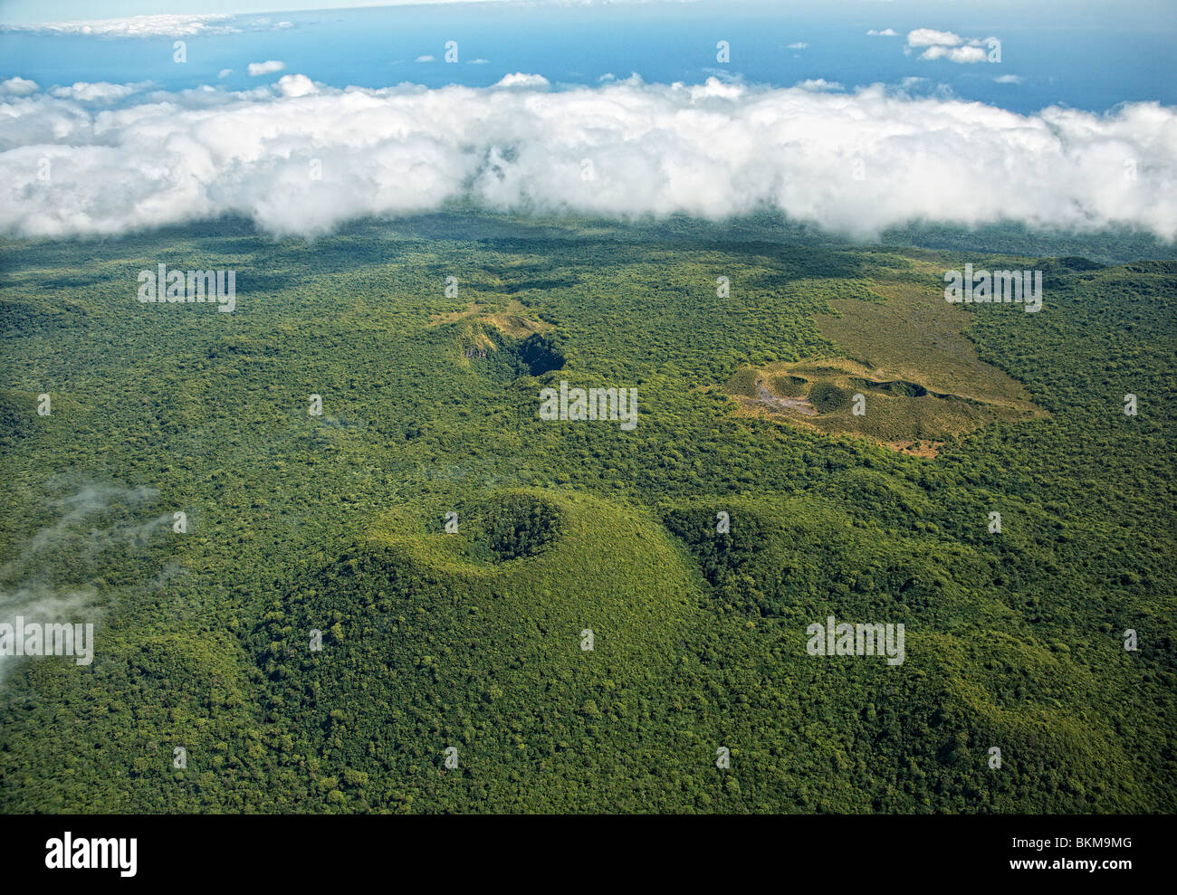 Vista Aerea del Mt Silisili, il punto più alto in Samoa e Mt Mata o le Afi, Savaii, Samoa Foto Stock