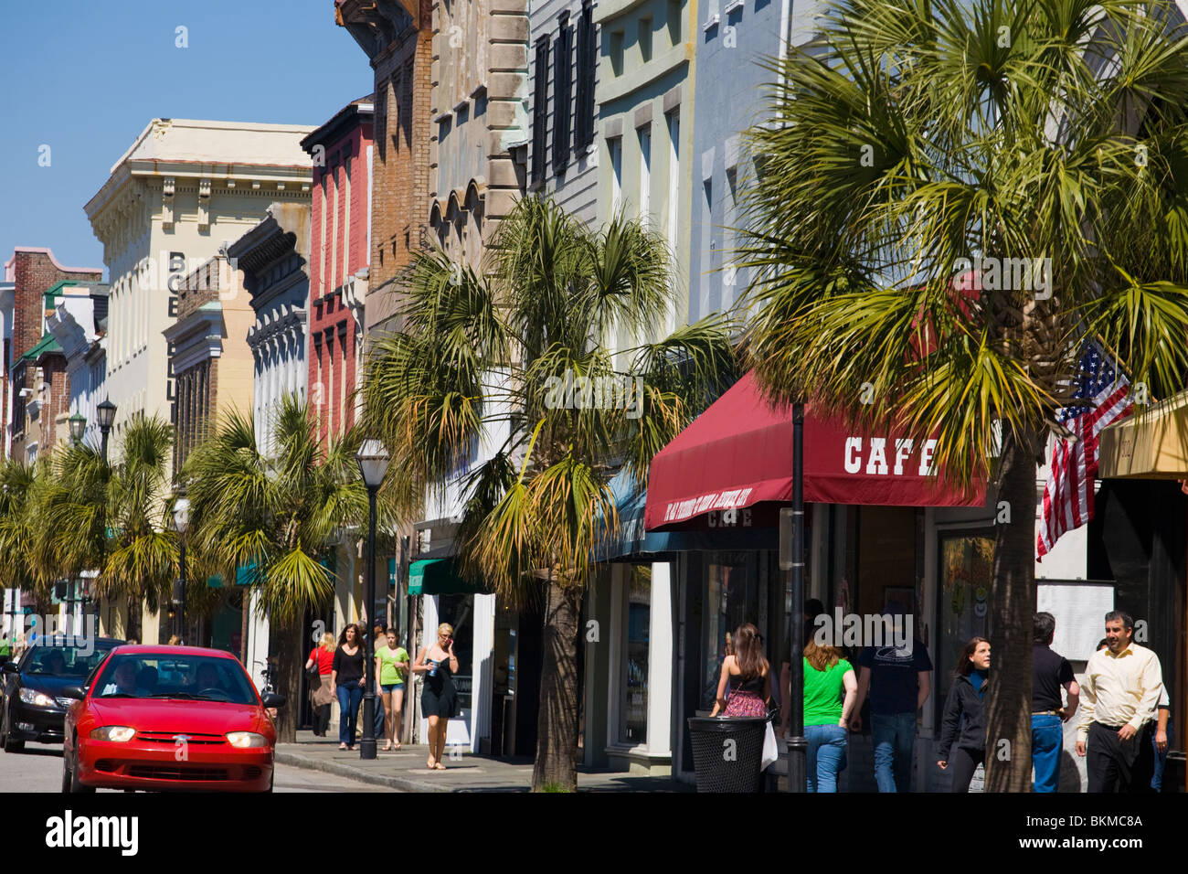 King Street, il quartiere dello shopping di Charleston, Carolina del Sud Foto Stock