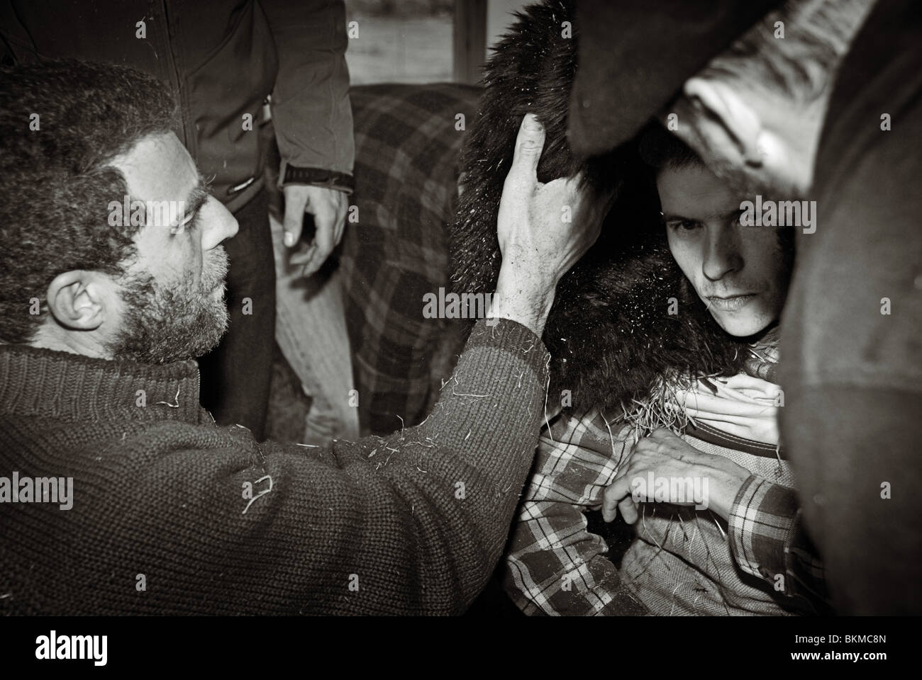 Fotografia scattata durante il carnevale di Bielsa. Bielsa, Pirenei, Aragona, Spagna. Foto Stock