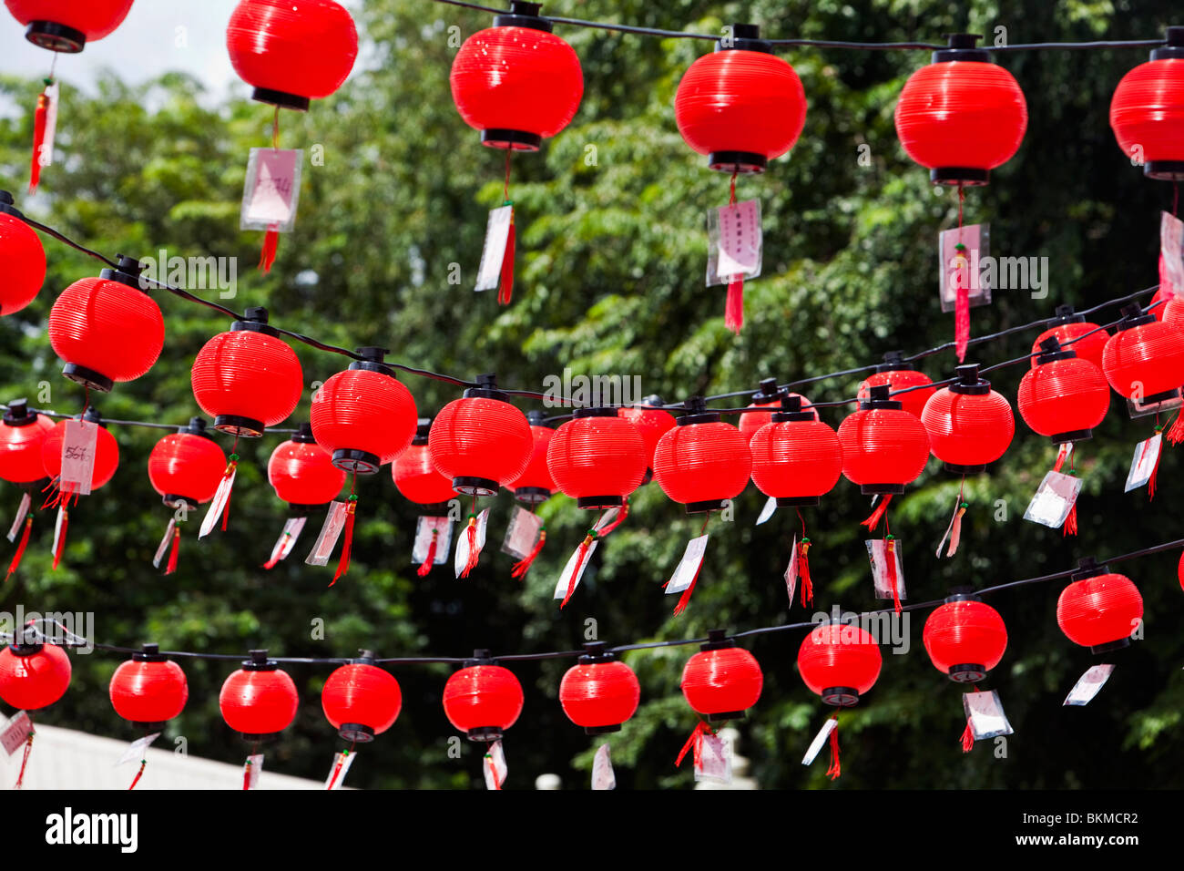 Anno Nuovo Cinese lanterna decorazioni. Kuching, Sarawak, Borneo Malese. Foto Stock