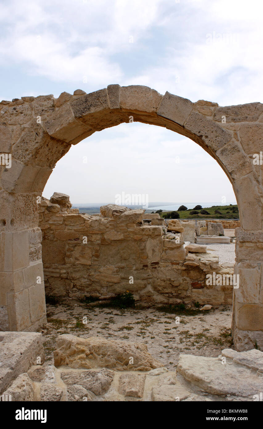 Il PALAZZO DEI VESCOVI NELLA BASILICA PALEOCRISTIANA. KOURION CIPRO. Foto Stock