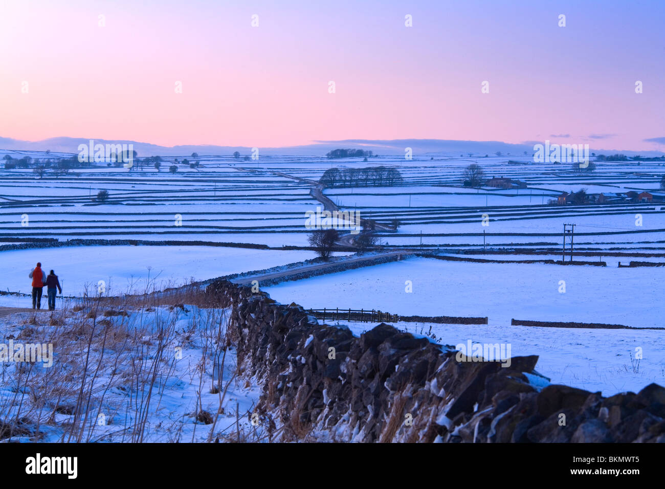 In inverno il Peak District, Derbyshire, Inghilterra Foto Stock