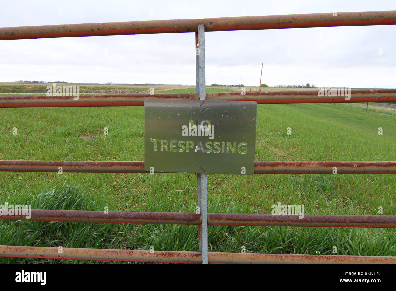 Nessun segno sconfinamenti sulla recinzione Foto Stock