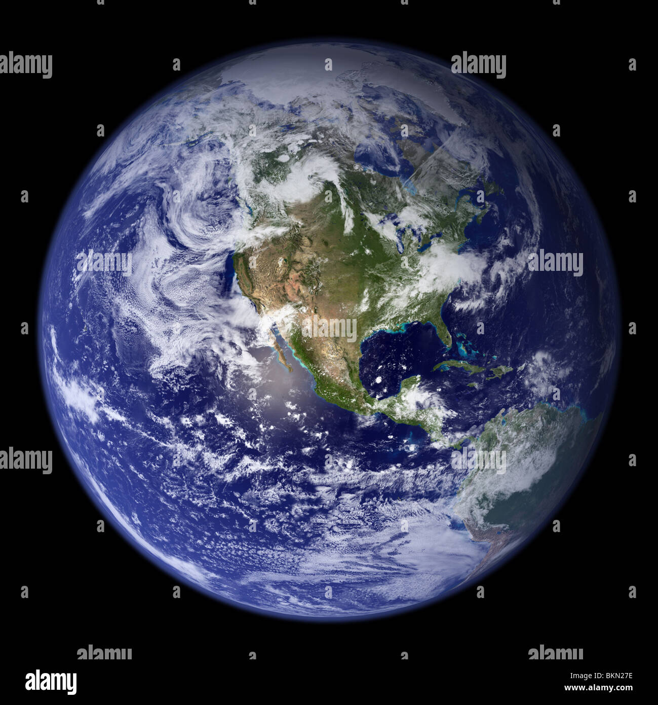 La Terra vista dallo spazio, con l'America del Nord visibile. Foto Stock