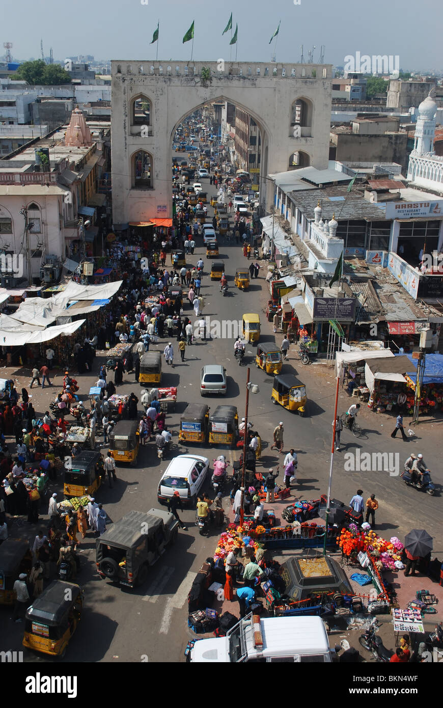 Vista intorno all Charminar, Hyderabad Foto Stock