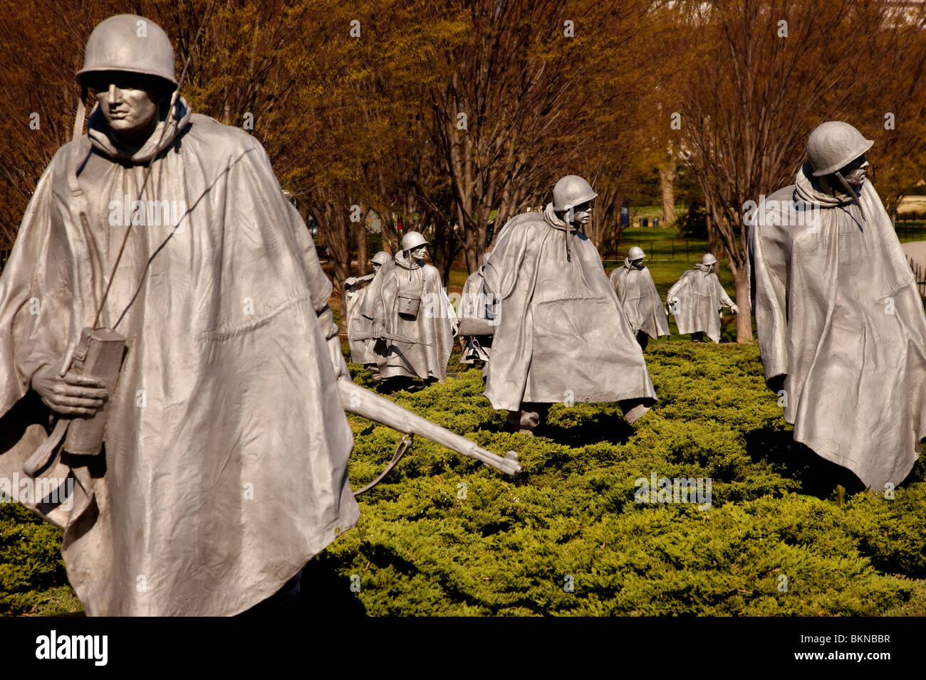 Realismo US Army soldier statue " di pattuglia" - parte della Guerra di Corea Memorial a Washington DC, Stati Uniti d'America Foto Stock