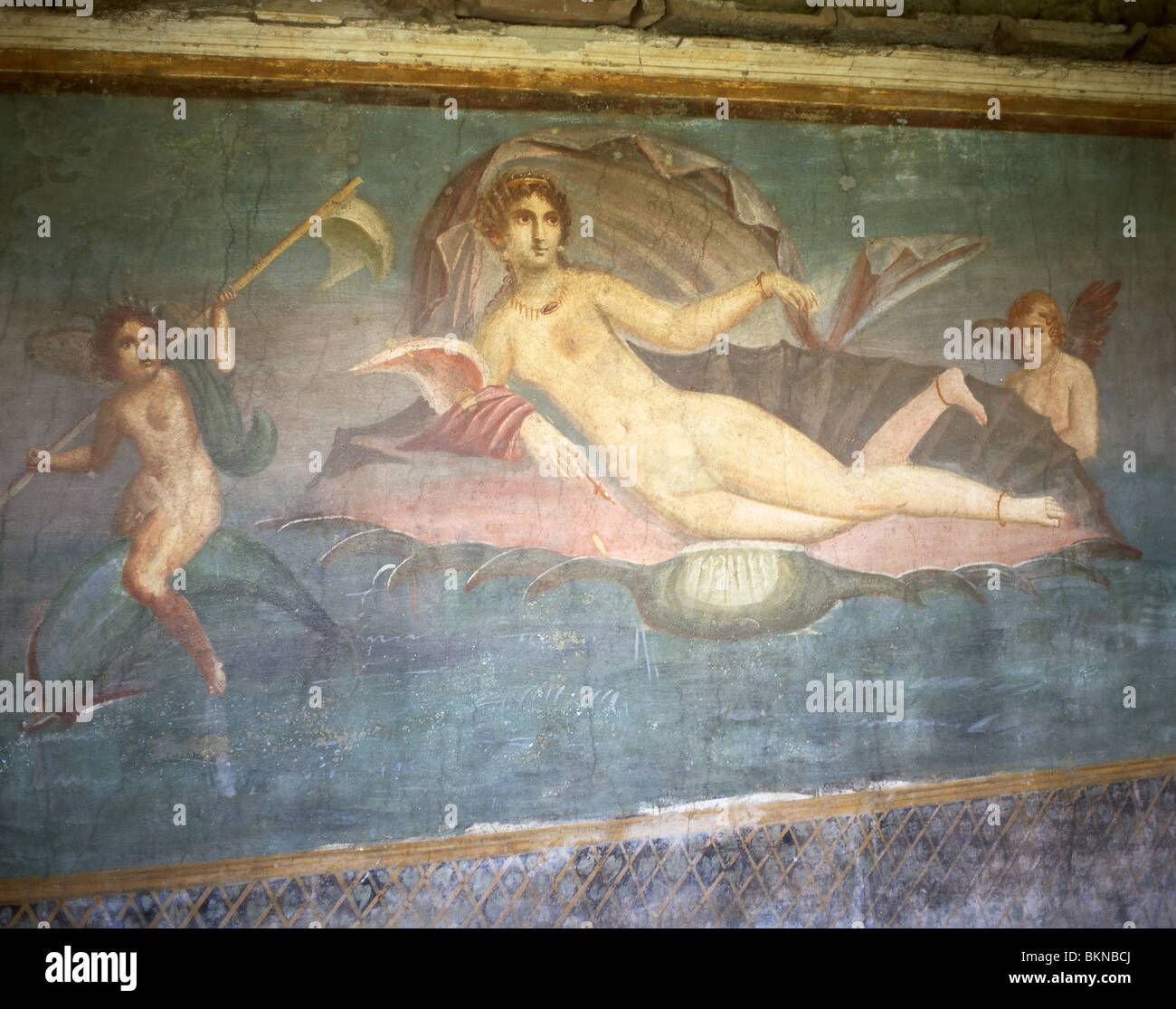 Murale di conchiglie, Casa di Venere nella conchiglia, Antica Città di Pompei, Pompei, Città Metropolitana di Napoli, Regione Campania, Italia Foto Stock