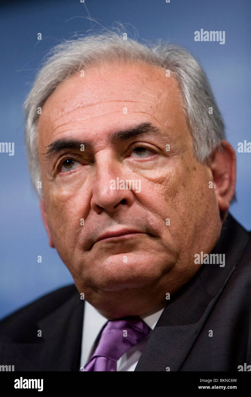 Fondo monetario internazionale Gestione Direct Dominique Strauss- Kahn nel corso di una conferenza stampa. Foto Stock