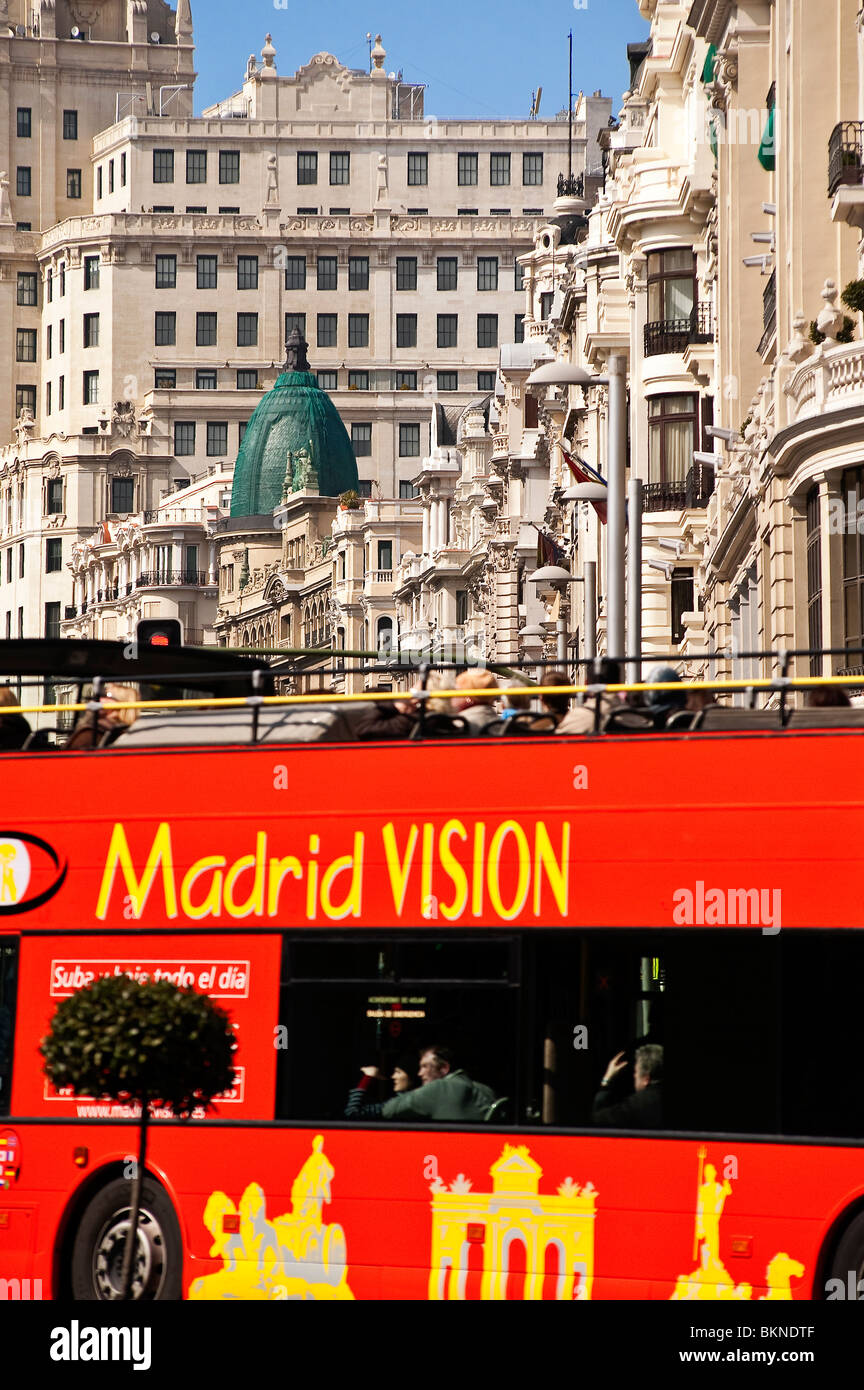 Visione di Madrid city tour bus, Madrid, Spagna Foto Stock