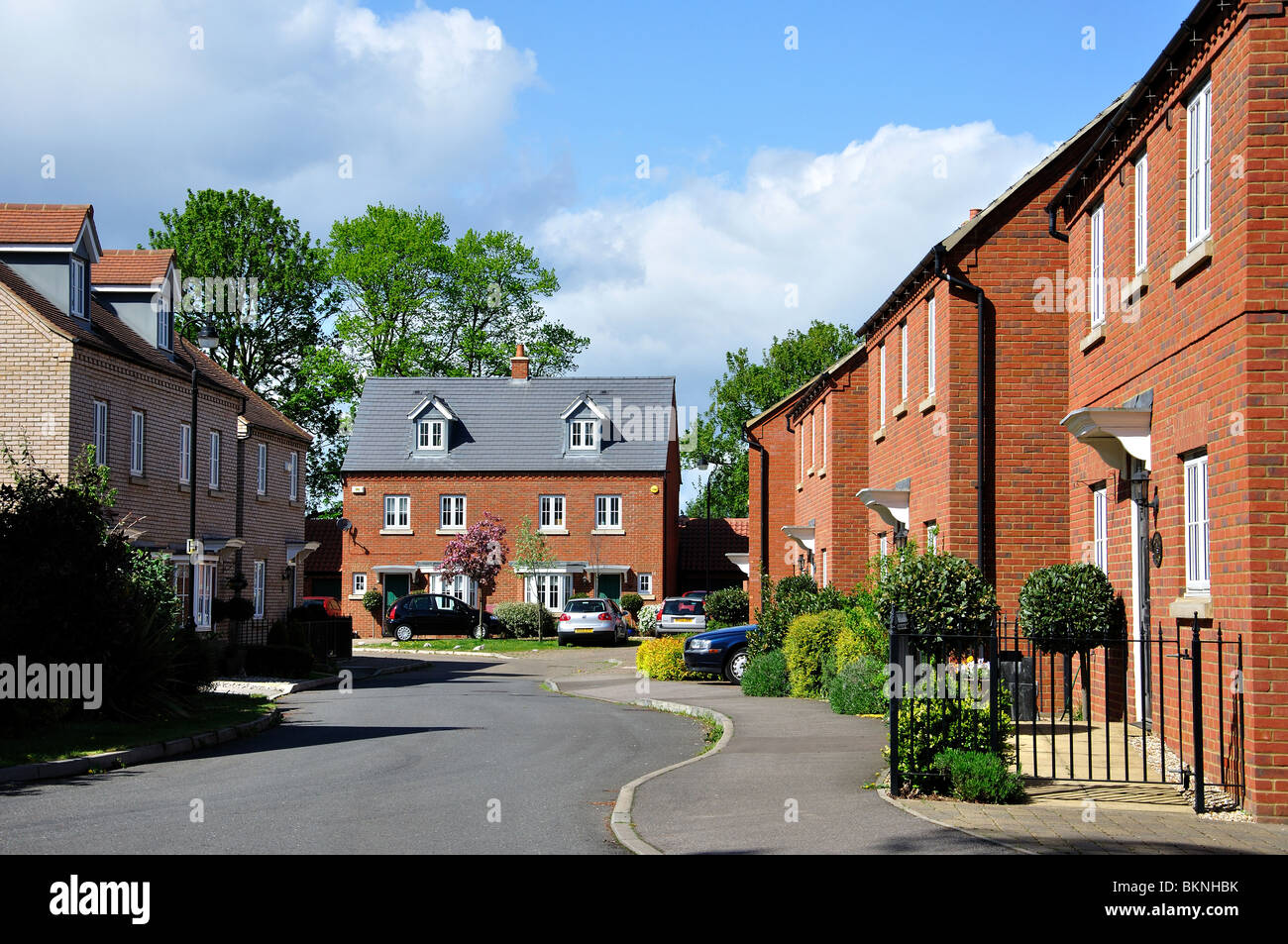 Alloggiamento moderno sviluppo, Potton, Bedfordshire, England, Regno Unito Foto Stock