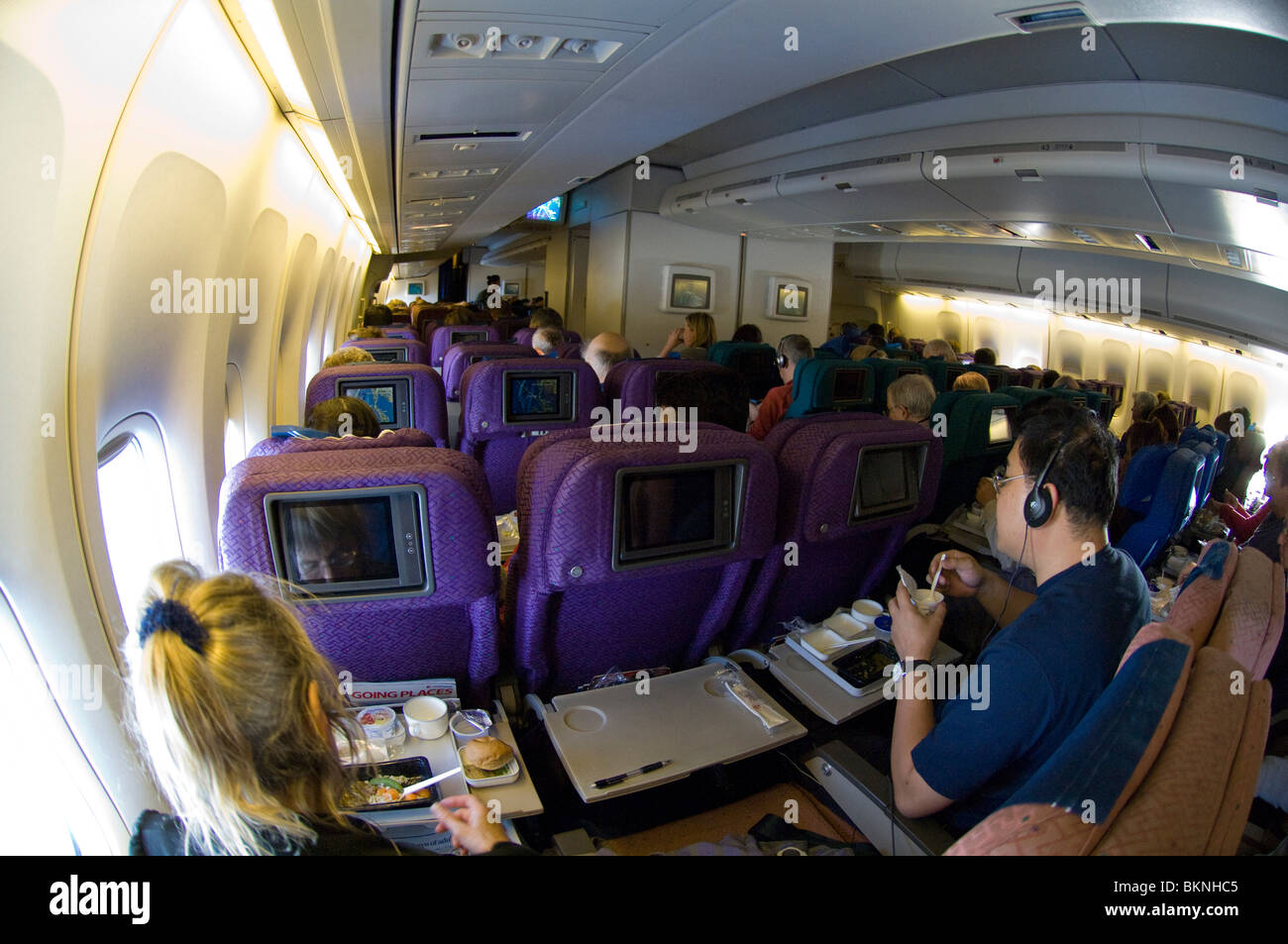 Interno del Boeing B747-400P aeromobili, Malaysian Airlines Foto Stock