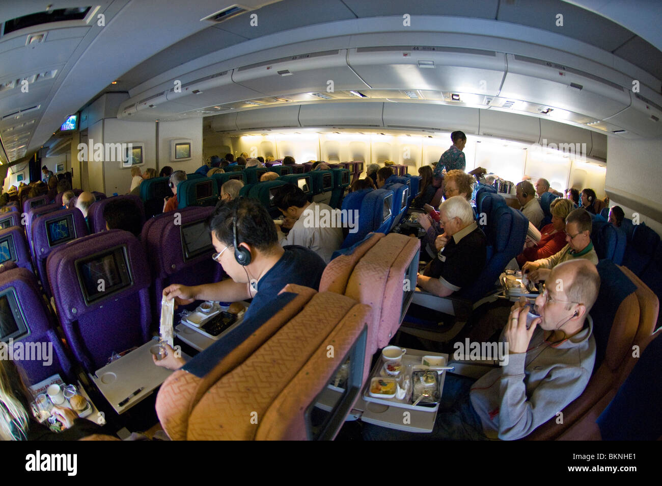 Interno del Boeing B747-400P aeromobili, Malaysian Airlines Foto Stock