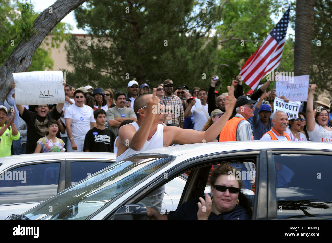 La Gran Marcha maggio su 1, 2010, in Tucson, Arizona, USA, la protesta della bill SB1070 che obiettivi l'immigrazione clandestina. Foto Stock
