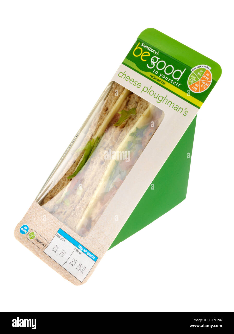 Plowmans Formaggio e sandwich di pomodoro Foto Stock