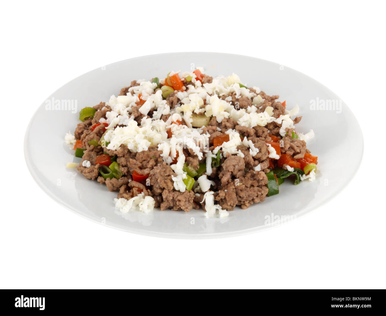 Saltata di macinato di manzo con mozzarella Foto Stock